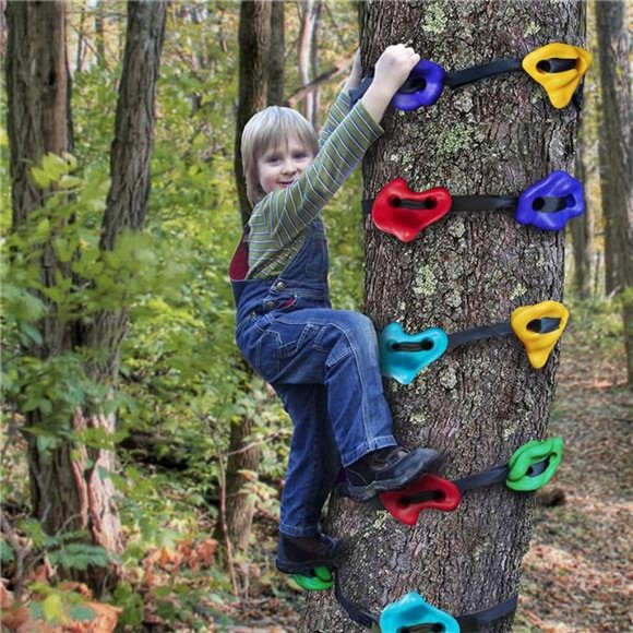 Tree Climbers Set of 15 Climbing Holds/Steps for Kids w/ 6 Ratchet Strap - Picture 4 of 7